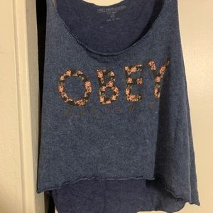 Obey floral logo tank top